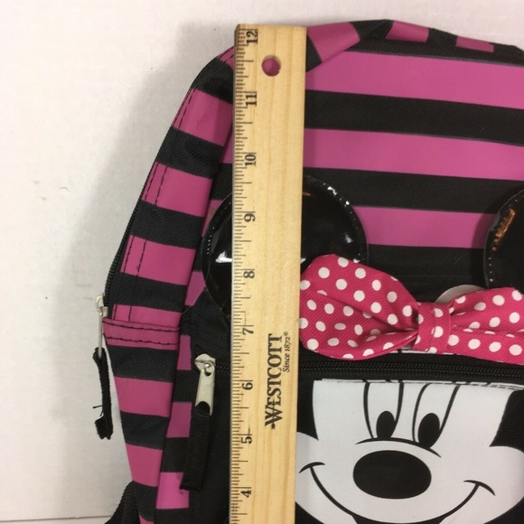 Disney Minnie Mouse Pink/Black Striped Backpack - Picture 5 of 8